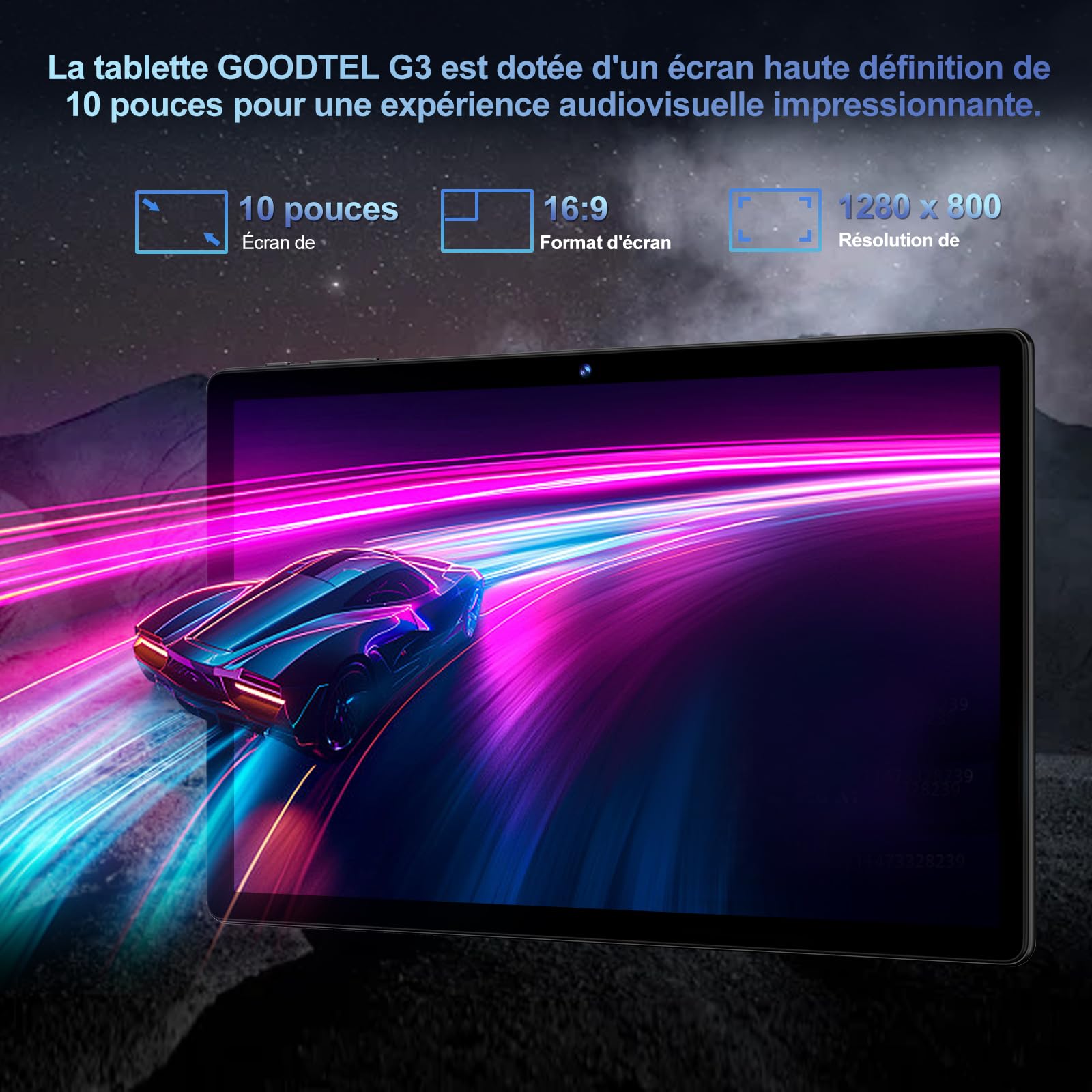 GOODTEL Tablet 10 pollici Android 13 con 12 GB RAM + 128 GB ROM (1 TB TF), 5 G + 2.4 G WiFi, Octa Core, GPS, Bluetooth 5.0, 8 MP + 5 MP, tipo C, tablet touch con custodia, tastiera e mouse, nero