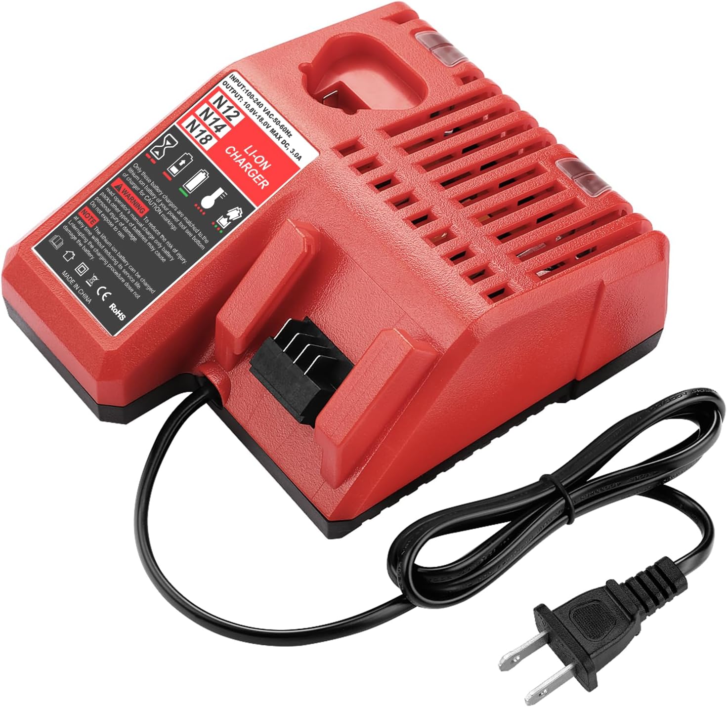 M18 & M12 Battery Charger for Milwaukee 48-59-1812 Replacement Rapid Charger for Milwaukee 48-11-2420 48-11-1815 48-11-1840 48-11-1841 48-11-1850 12V 18V XC Lithium-ion Battery