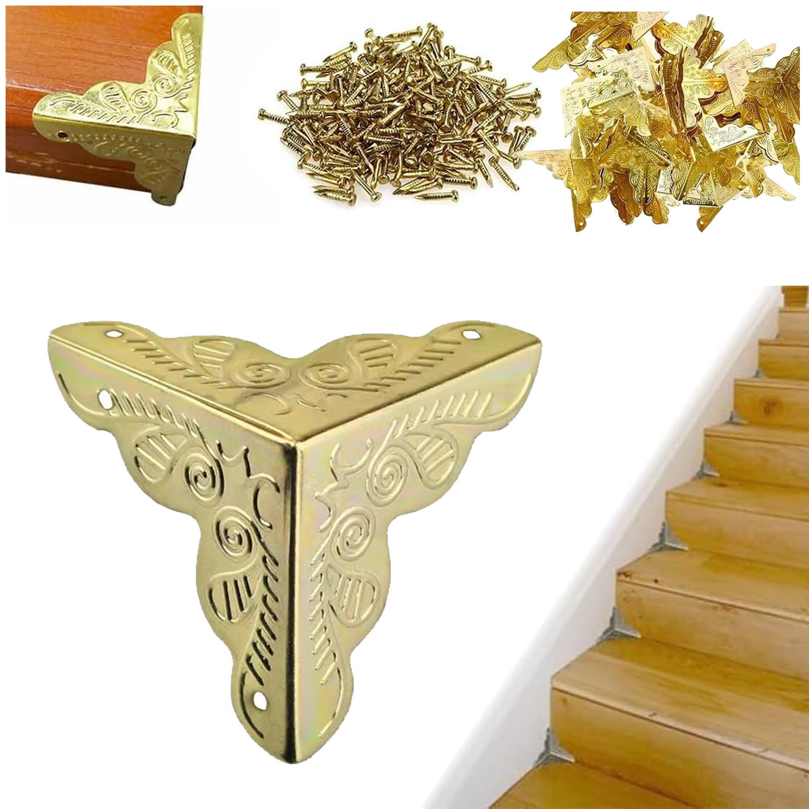 WEQEER Stair Dust Corners for Wooden Steps, Bronze, 25mm, 150 Pieces, Gold