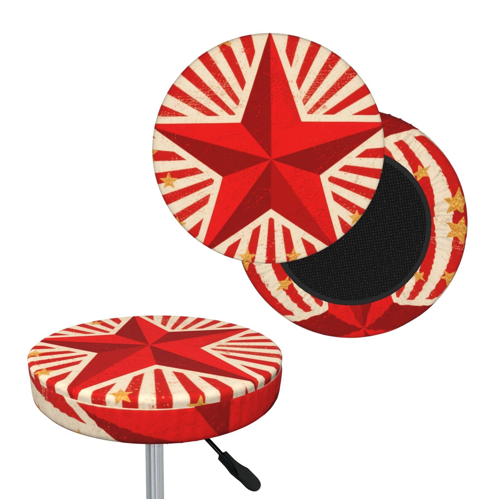 FekiLoot Vintage Circus Background Round Bar Stool Covers Stretch Washable Bar Stool Covers Dustproof Slipcover Bar Chair Covers with Elastic Band for Bar Kitchen Living Room Decor 14 Inch