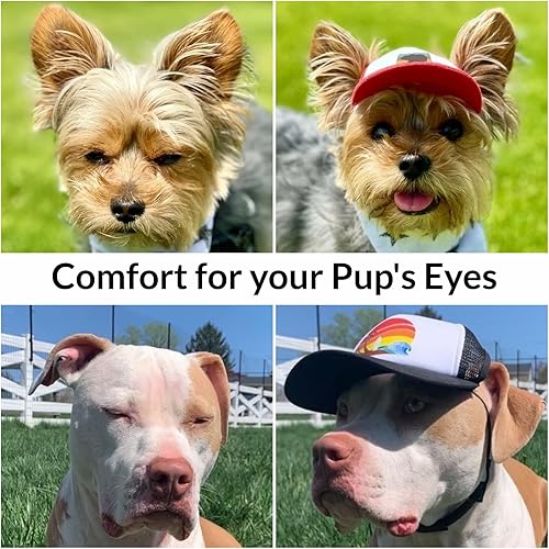 Miniatura 6 de PupLid Sombreros de camionero para perros (pequeños), protección solar elegante de alta calidad para el perro moderno, ajustables para un ajuste