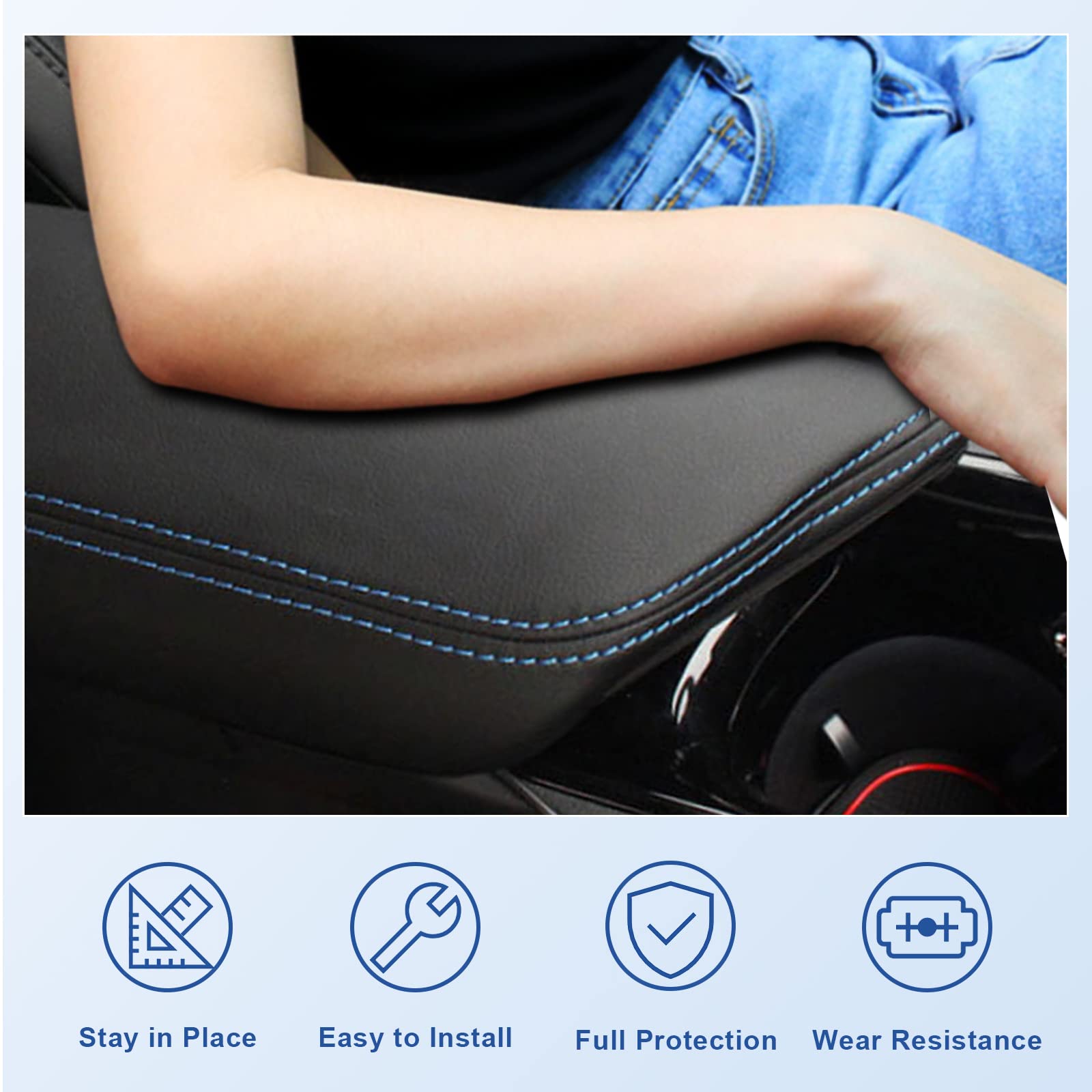 CDEFG Compatible avec Toyota C-HR CHR 2016-2022 2023 Accoudoir Central Couvercle Anti-Rayures CHR Centre Console Cuir synthétique Accoudoir Center Console Cover CHR 2023 Accessoires