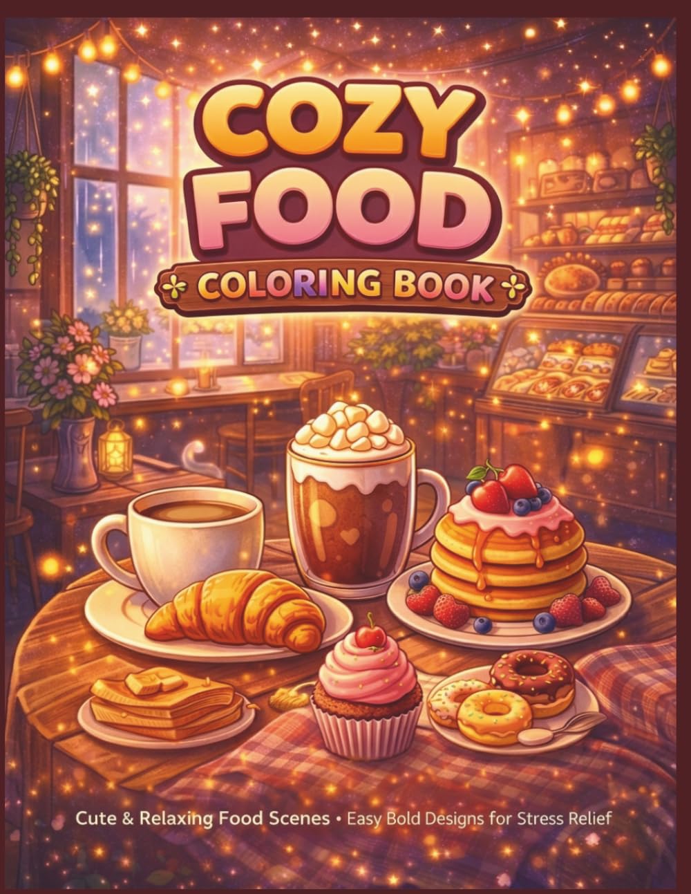 Cozy Food Coloring Book: Cute & Relaxing Food Scenes • Easy Bold Designs for Stress Relief (Cozy Escape Coloring Series)