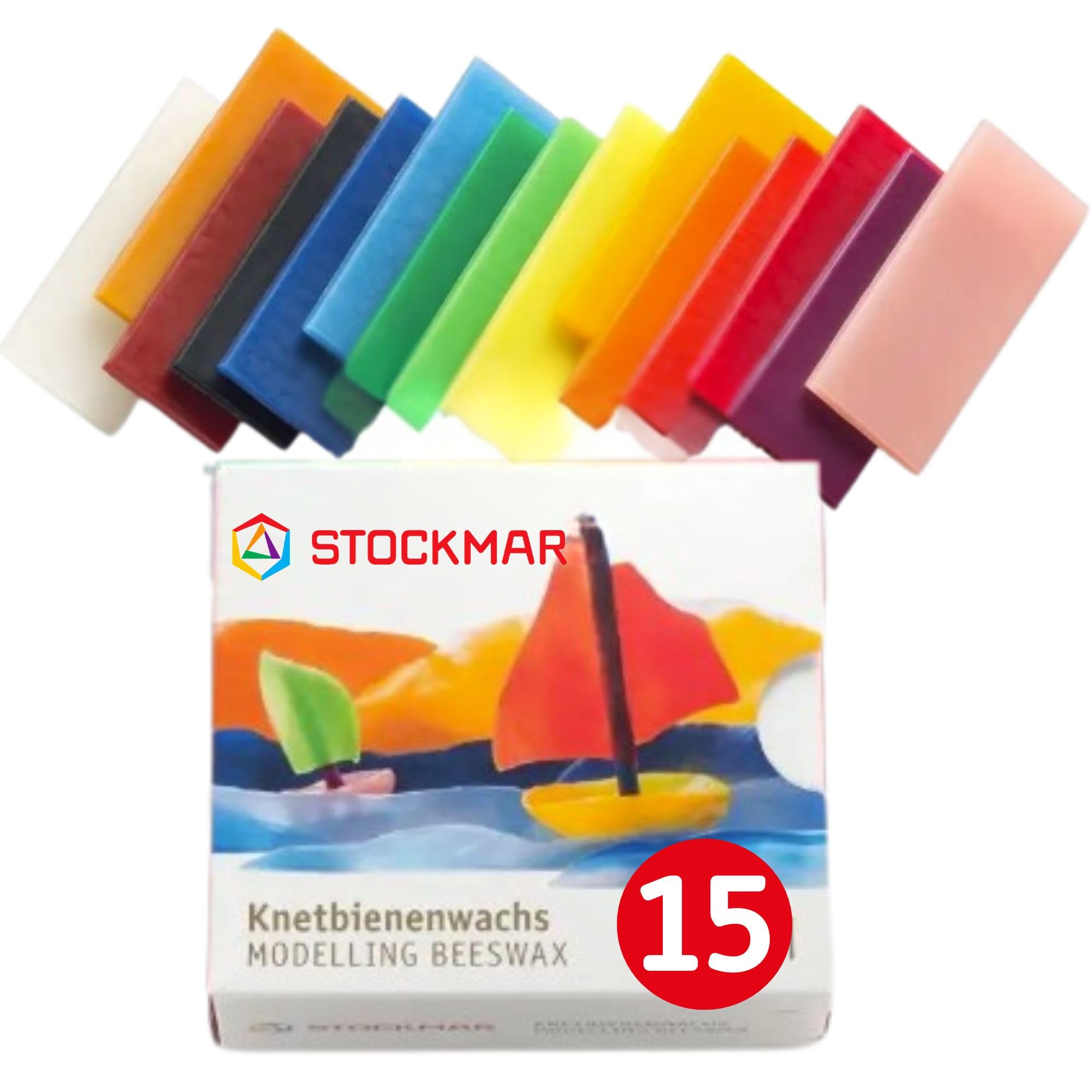 Stockmar Natural Modelling Beeswax: 15 Assorted Colors of Beeswax Sheets Safe for Kids, Toddlers, Adult Artists - Non Toxic, Non Drying Modeling Wax for Homeschoolers, Waldorf Organic Art Supplies