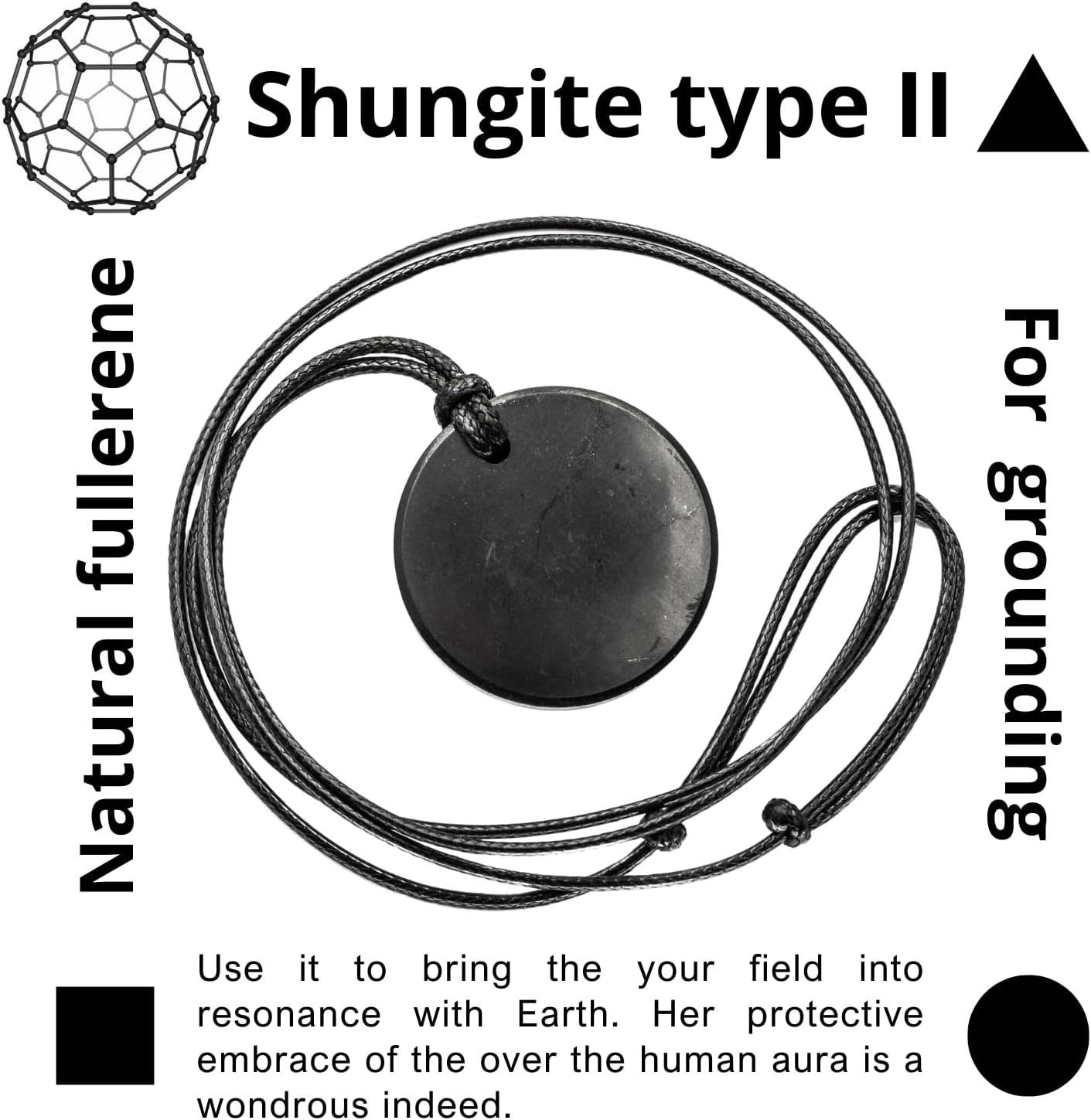 Pendant - Circle Base - Wearing this Shungite Necklace Improves and Protect Your Energy Flow - Stone from Russian Mine - Image 5