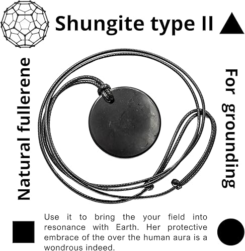 Miniatura 5 de Karelia Shungite Pendant Emf Neutralizer Stone Circle Base - Wearing this Shungite Pendant Improves and Protect Your Energy Flow - Genuine Stone
