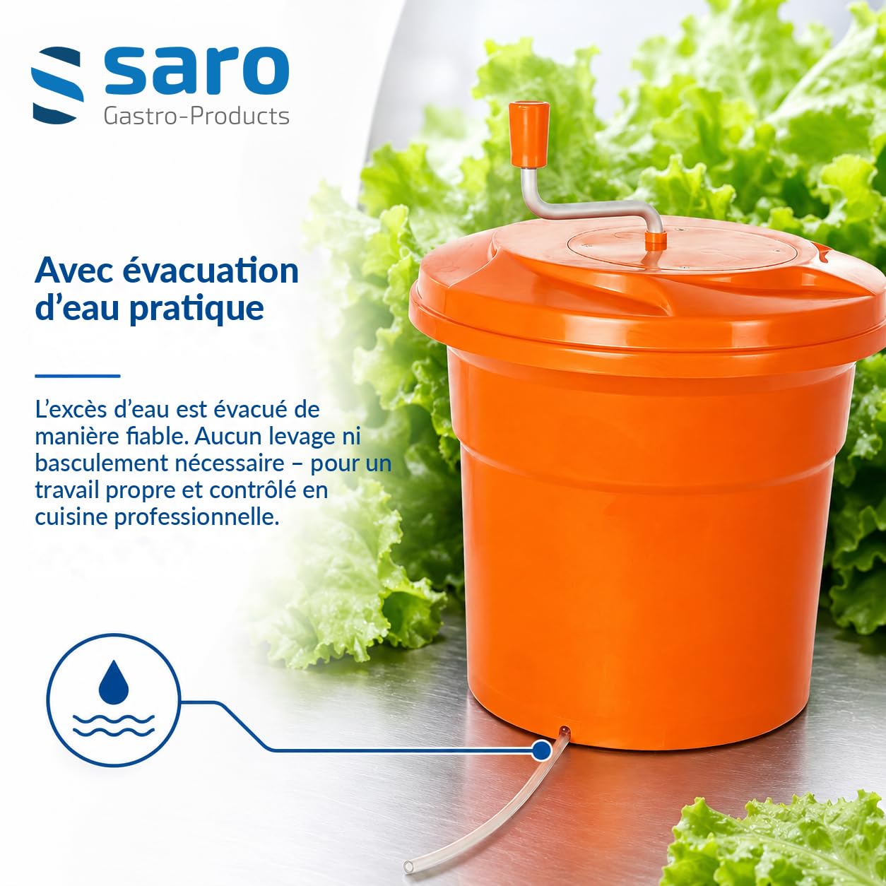 Saro - Rena 121 Essoreuse à Salade, 12 l, Ø 330 mm, Mécanisme en Plastique Résistant aux Chocs, Passe au Lave-Vaisselle, Base Antidérapante