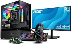 PC Gamer Completo AMD Ryzen 5 5600GT, 16GB DDR4 3200MHz, SSD 240GB, Fonte 500W 80 Plus, Monitor 22" 100Hz, Kit Gamer RGB 4 em 1 (Teclado, Mouse, Headset e Mousepad).