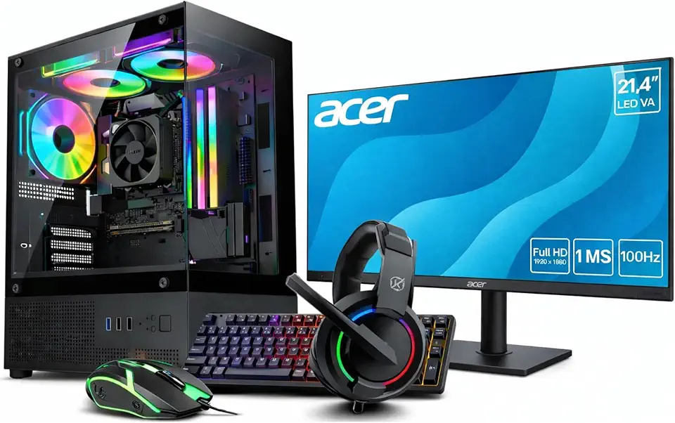 PC Gamer Completo AMD Ryzen 5 5600GT, 16GB DDR4 3200MHz, SSD 240GB, Fo