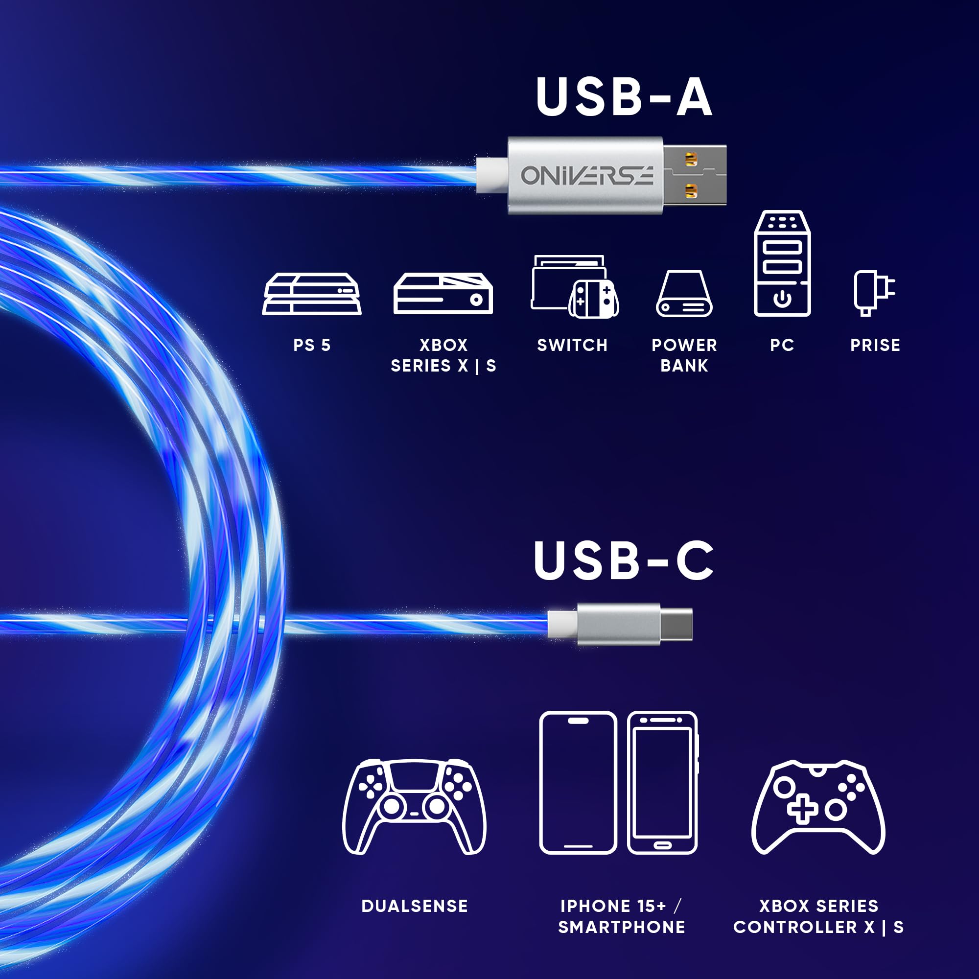 Numskull Cavo di ricarica originale per Xbox Series X USB Type-C in nylon intrecciato da 4 m, ricarica rapida e ricarica – compatibile con Nintendo Switch, Xbox Series S, PS5