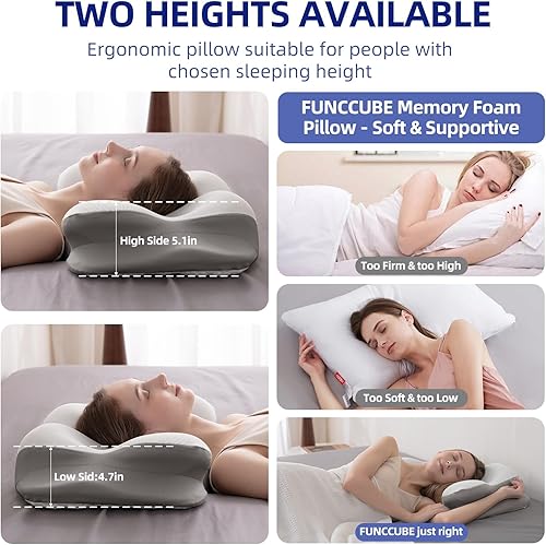 Miniatura 5 de Almohada cervical para el cuello Almohadas de espuma viscoelástica para aliviar el dolor dormir con funda de almohada refrescante, almohada