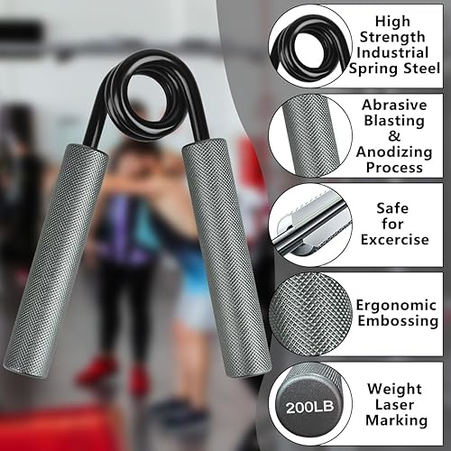 Miniatura 2 de CRAZYBELLY Paquete de 5 fortalecedores de agarre de mano para entrenamiento de fuerza 50100150200250 libras para fortalecer el ejercitador de agarre