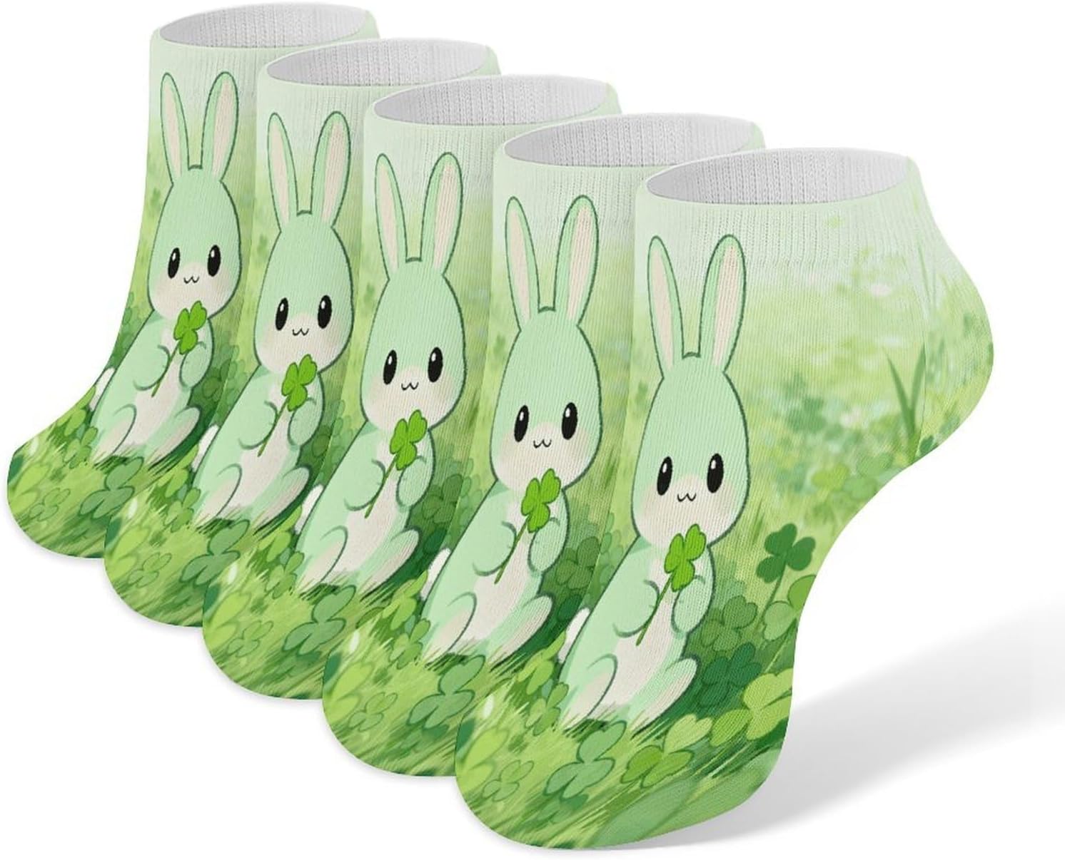 Light Green Crew Sock for Men Women Funny Novelty Socks Athletic Ankle Socks Comfort Soft Low Cut Tab Sock 5 Pairs