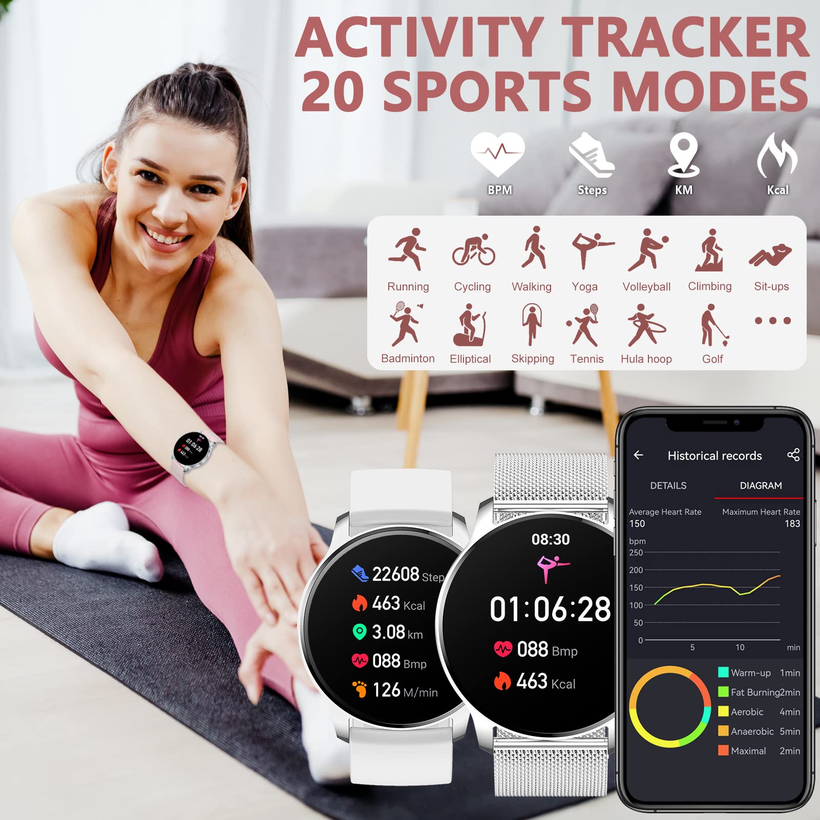 Smartwatch dla kobiet i mężczyzn Fitness I50