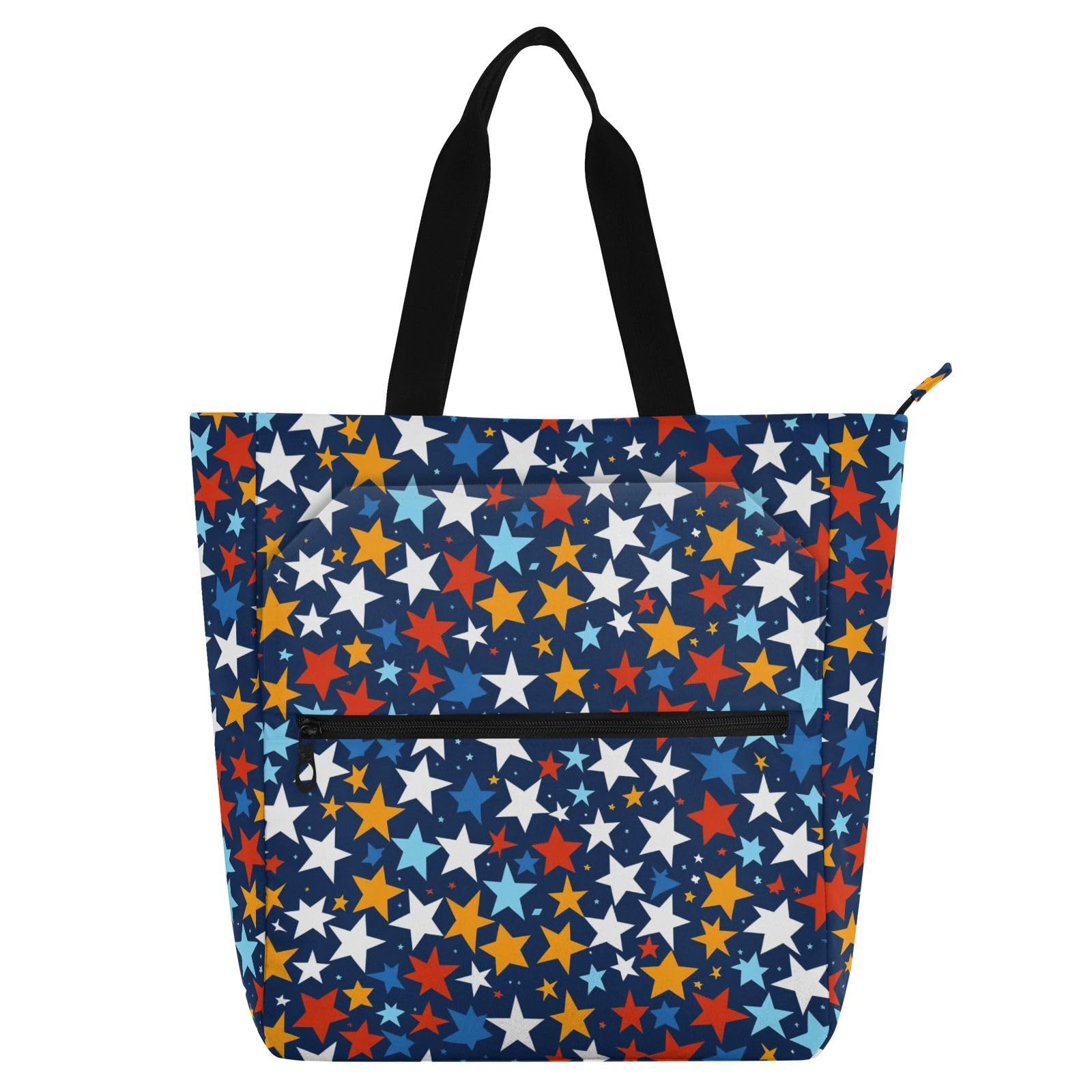Bolsa para libros escolar y de compras azul marino con bolsillos 8