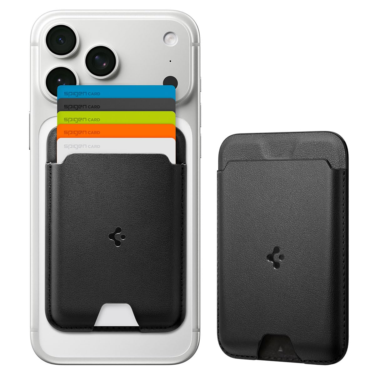 Spigen Valentinus (Magfit) Magnetic Card Holder up to 5 Cards, Faux Leather MagSafe & Pixelsnap Wallet Compatible with iPhone 17/16/15/14/13/12 Models, Pixel 10 Series - Black-image-15