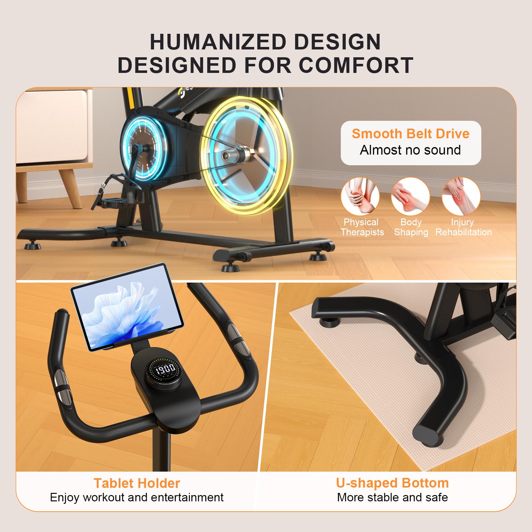 Exercise Bikes for Home,Indoor Cycling Bike with Adjustable Magnetic,Brake Pad Resistance Silent Belt Drive,330lbs Weight Capacity &Upgraded Version Seat for Home Cardio&Weight Loss