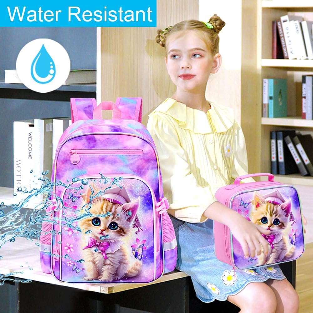 3PCS Girls Backpack, 16" Sequin Prechool Elementary Bookbag and Lunch Box