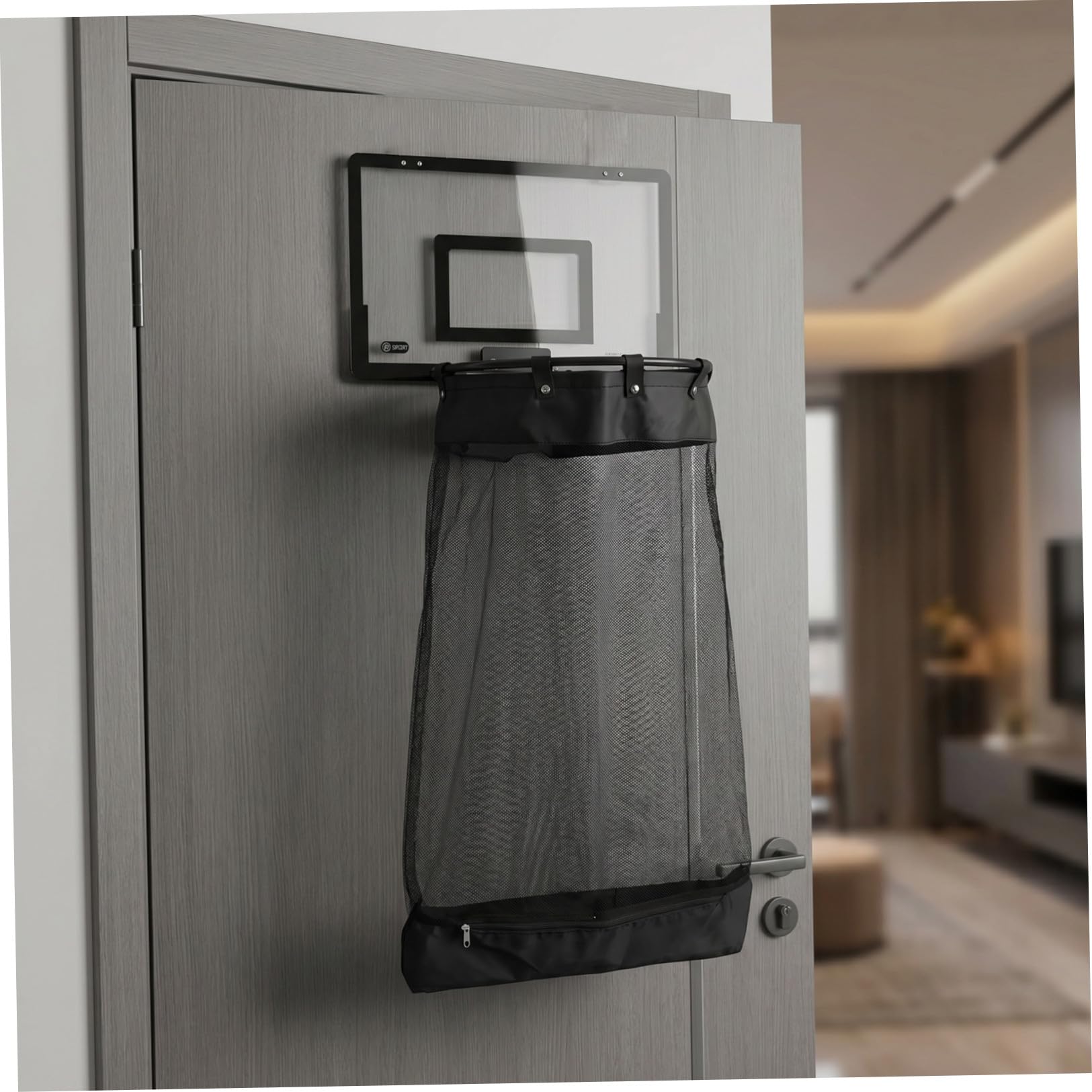Baluue Basketball Hoop Schwarz Wäschekorb mit Reißverschluss