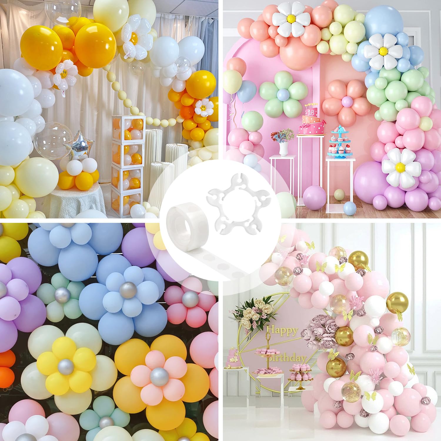 SPRHR Clip Per Palloncino, 100 Pezzi Clip Palloncini a Forma di Fiori, Arco Palloncini Struttura, Clip per lo Styling dei Palloncini per Feste e Matrimoni