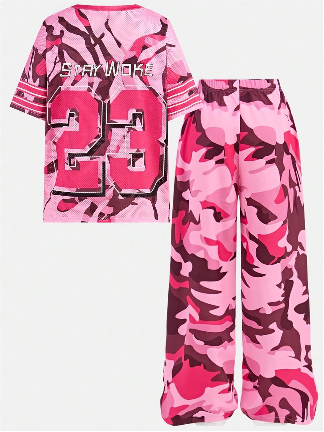 Girl's 2 Piece Summer Outfits Number Graphic Y2k Football Jersey Shirts and Cargo Pants Baggy Set - Image 2