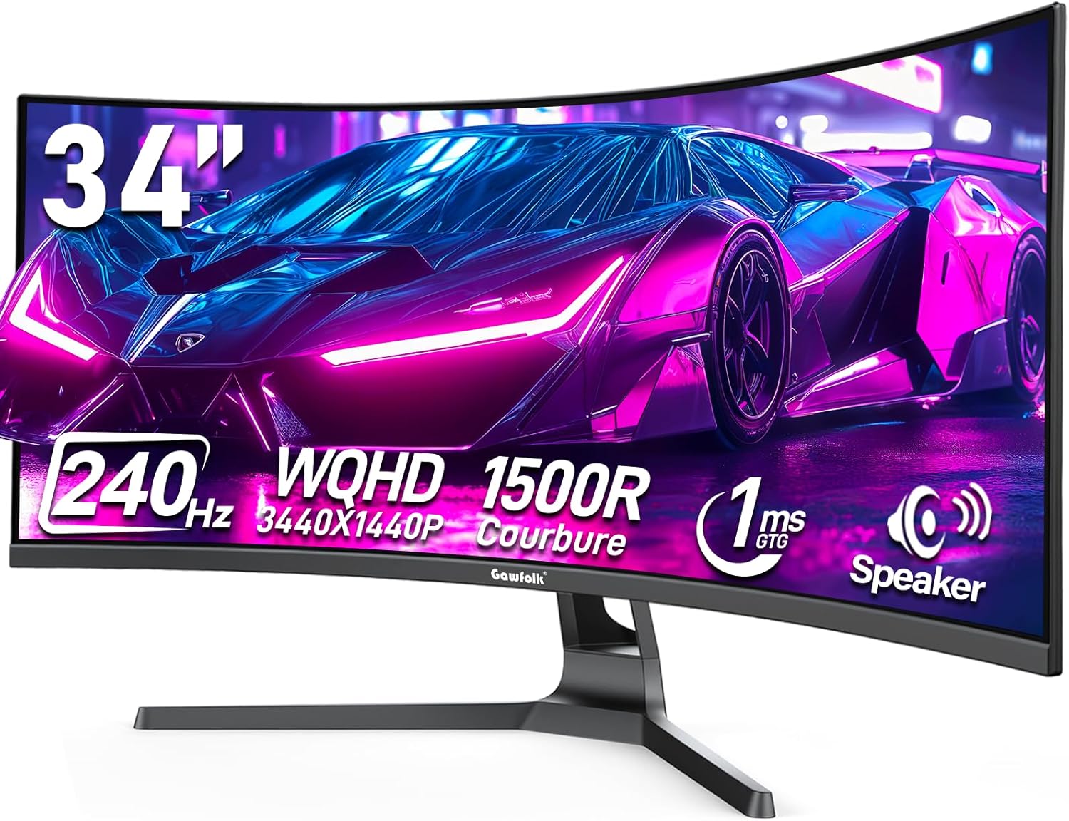 Gawfolk 34 Inch Curved Gaming Monitor,...