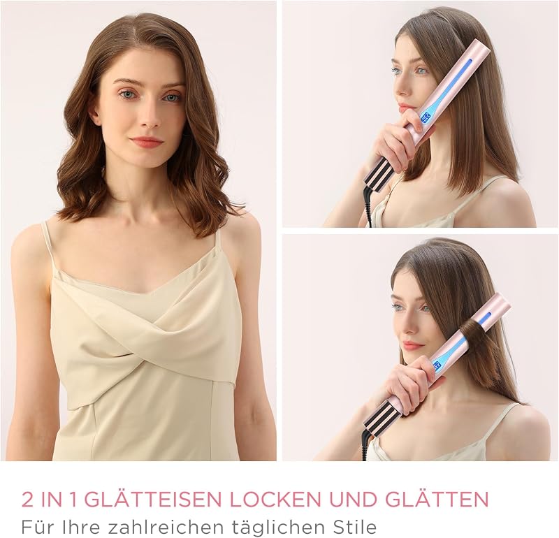 PARWIN PRO BEAUTY Infravörös Ionos Hajvasaló és Hajgöndörítő 2-in-1, 14 Hőfokozat 100-230°C, Kerámia Bevonat, Antisztatikus Hatás, Lila