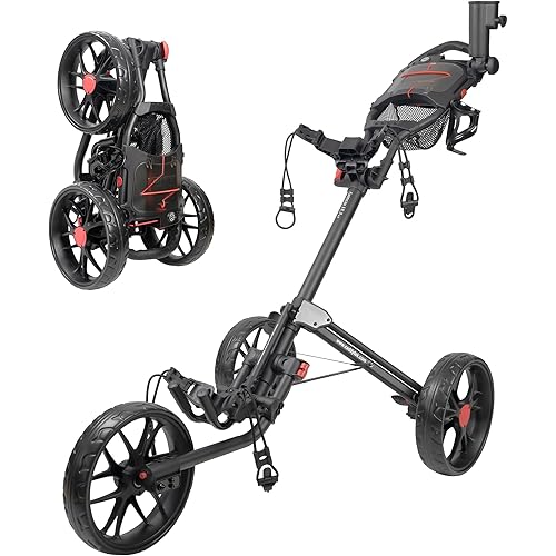 CaddyTek Caddylite 15.3 V2 Golf Push Cart, Deluxe Quad-Fold, Lightweight, 3 Colors