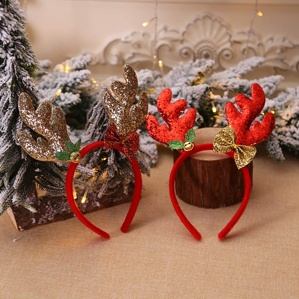 Weihnachts-Rentier-Stirnband Mit Schleife – Rot, Für Kinder, Größe Ca. 22 Cm, Aus Stoff & Eisen