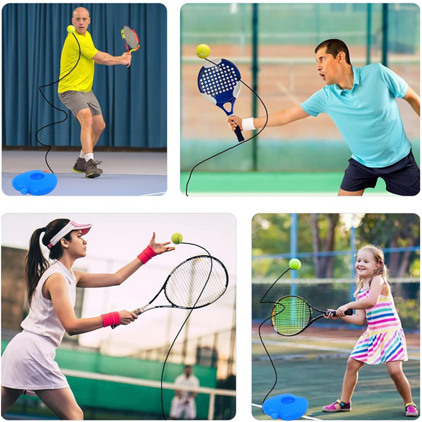 Funmo Juego de entrenador de tenis, tabla de base con 2 pelotas de rebote