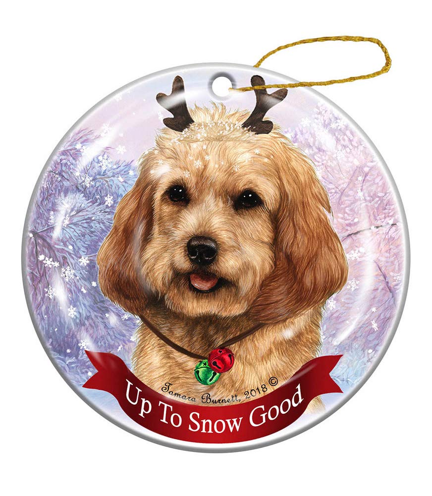 501 Golden Christmas Tree Ornaments Ceramic Christmas Decorations,Xmas Tree Hanging Christmas Baubles Keepsake Memorial Blonde Cockapoo Dog