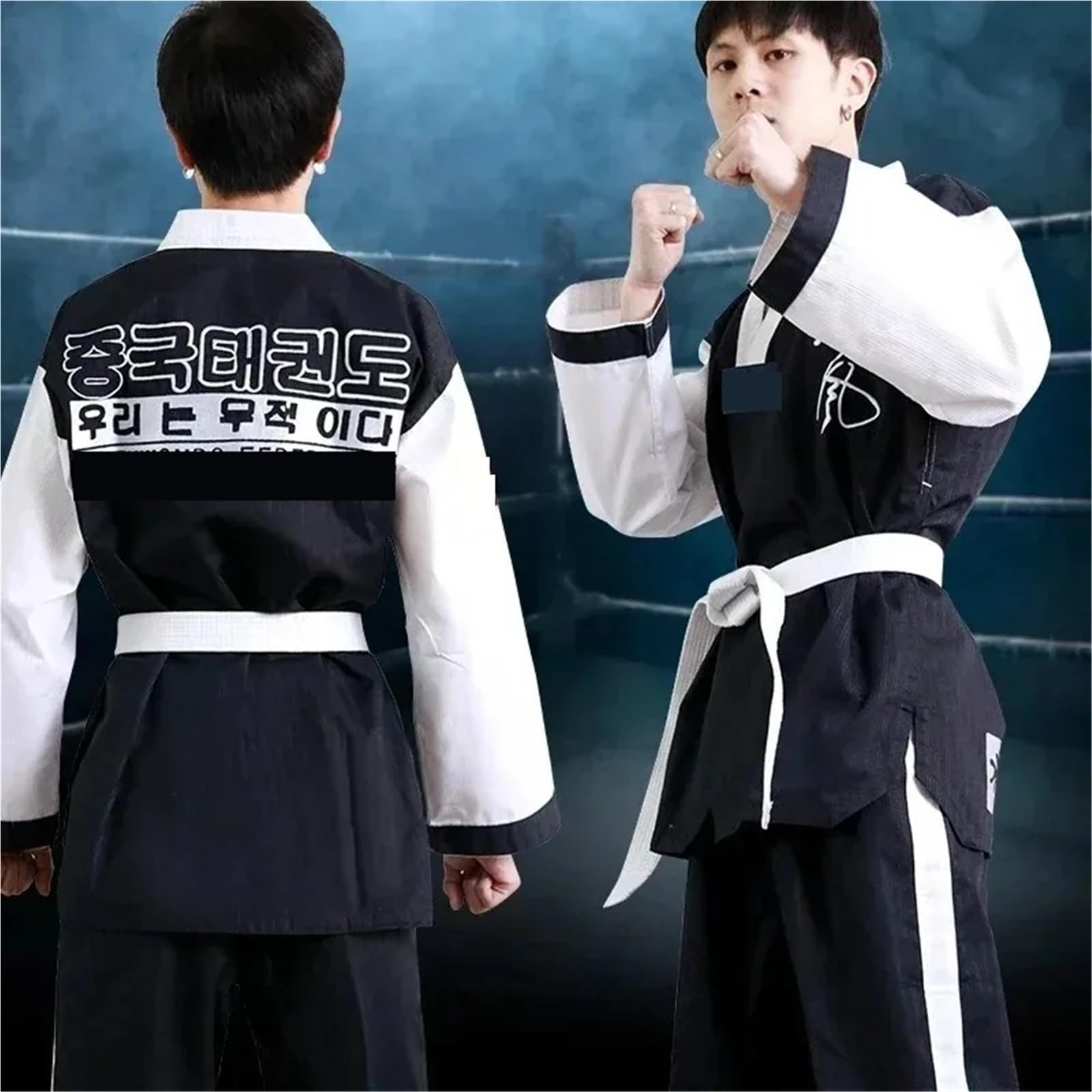 Traje de Karate Traje de polialgodón Taekwondo acanalado for niño adulto, uniforme Karate, atletismo artes marciales