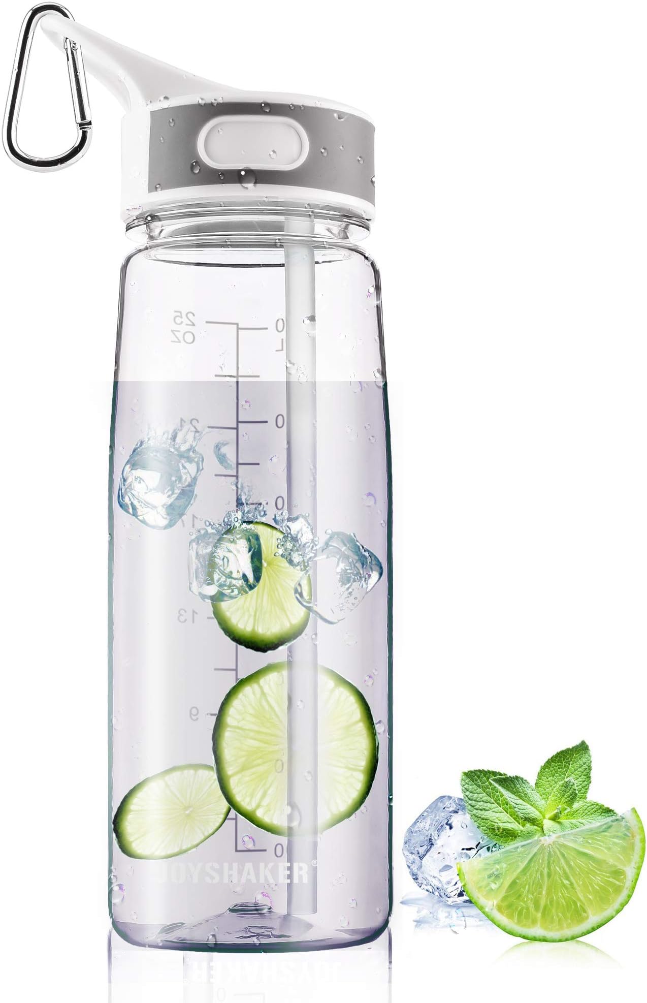 JOYSHAKER Water Bottle with Time Marker; Straw for Kids ，Leakproof Wide Mouth Drinking Motivational Workout Fitness Bottles,800ml High Capacity Tritran Bottle for Outdoor Enthusiasts