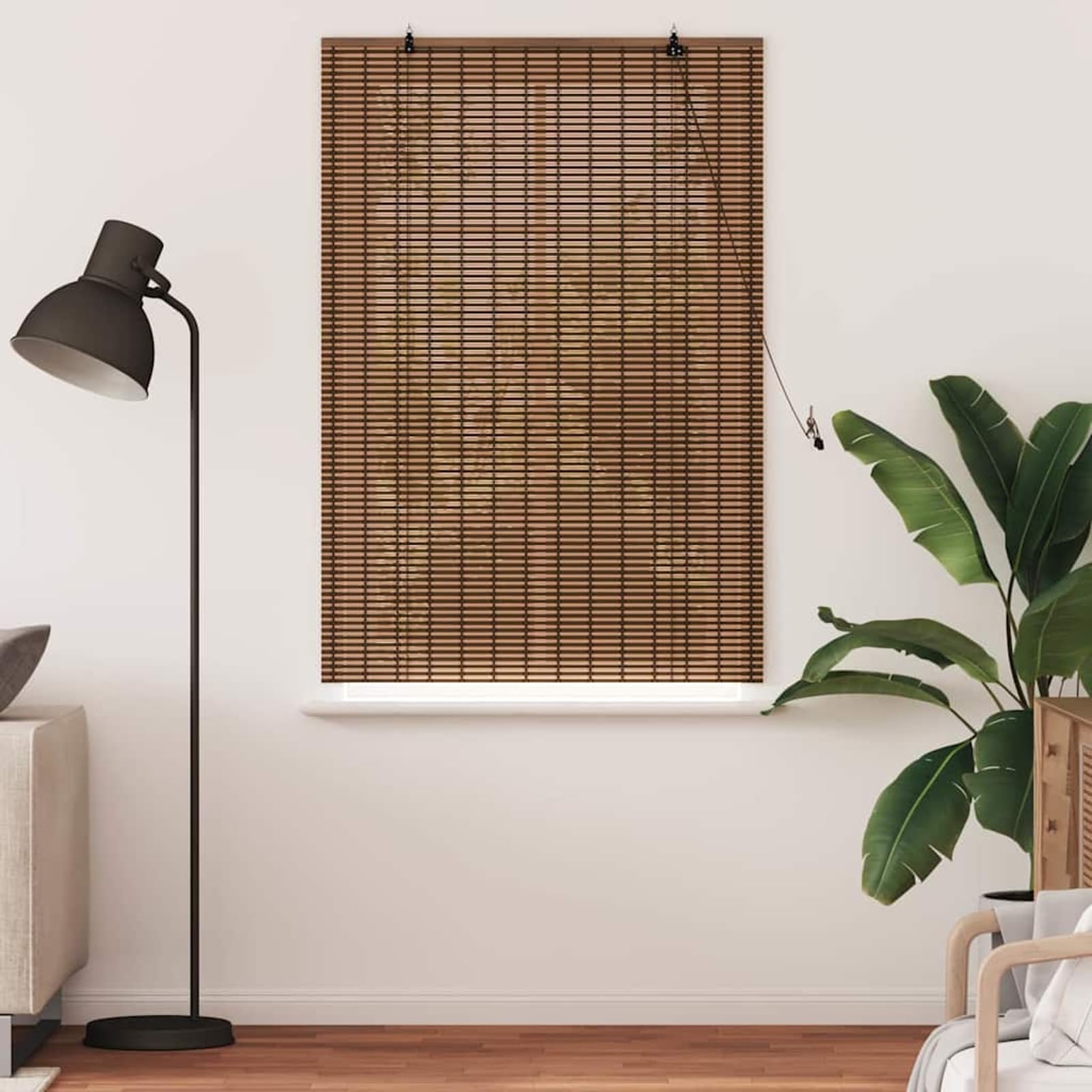 Gecheer Store plissé en bambou - 100 x 160 cm - Pare-vue - Protection solaire - Marron