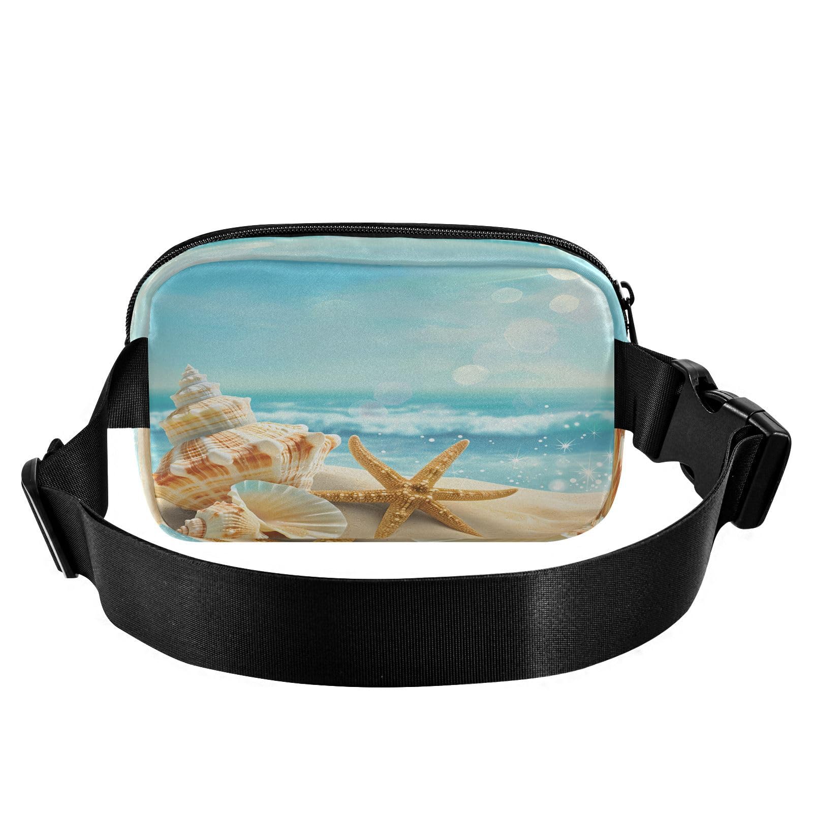 CEBUGI Hiking Mini Waist Packs for Men Women,Beach Scene Fashion Water Resistant Fanny Packs with Adjustable Belt for Workout Traveling Running