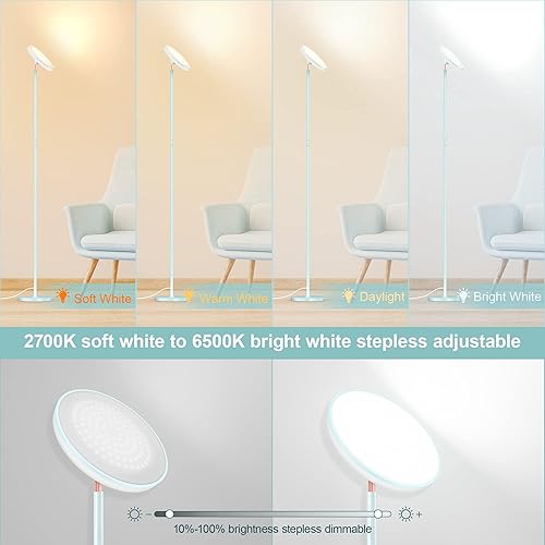 Miniatura 5 de WOWLUMEN Lámpara de pie brillante para sala de estar, luces LED de habitación de 42 W con control remoto, 3700 lm RGBW moderna luz de pie alta,