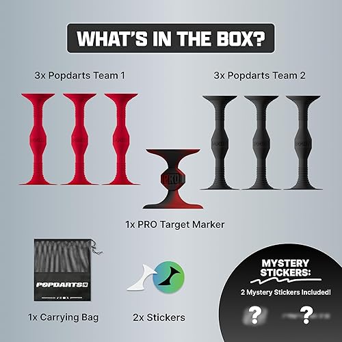 Miniatura 3 de Popdarts PRO Pack Juego (rojo y negro) - Juego de lanzamiento de ventosa para interiores y exteriores - Competición con un POP