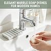 Jabonera de mármol para ducha - Portajabón de piedra natural Cara blanca con ranuras profundas para drenaje rápido - Bandeja rectangular de 4.7" para lavabo de baño, cocina y encimera 3