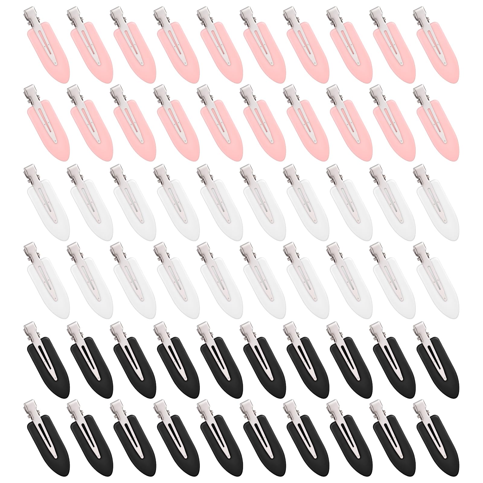 60 Pack No Bend Hair Clips 2.3'' No Crease Hairclips Flat Duckbill Clip Creaseless Makeup Styling Clips Alligator Hair Barrettes Salon Hairstyle Accessories for Women and Girls(White, Pink, Black)
