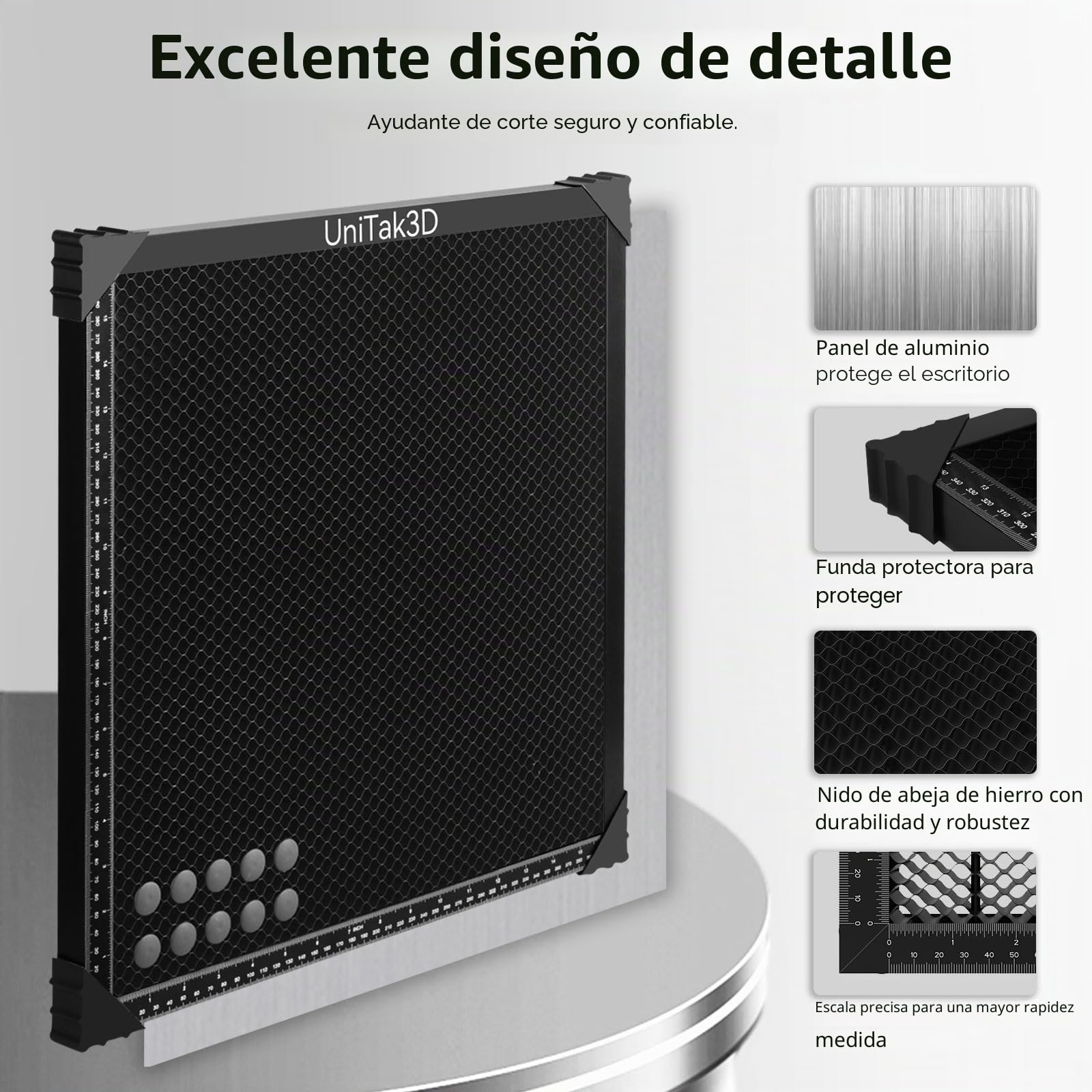 UniTak3D Nido de Abeja Láser Cama 500x500mm Compatible with XTool D1/D1 Pro/S9/S10/S30 Pro/RAY5 Engraver Honeycomb Láser o Máquina de Grabado Láser Placa de Aluminio Working Area 460x460mm