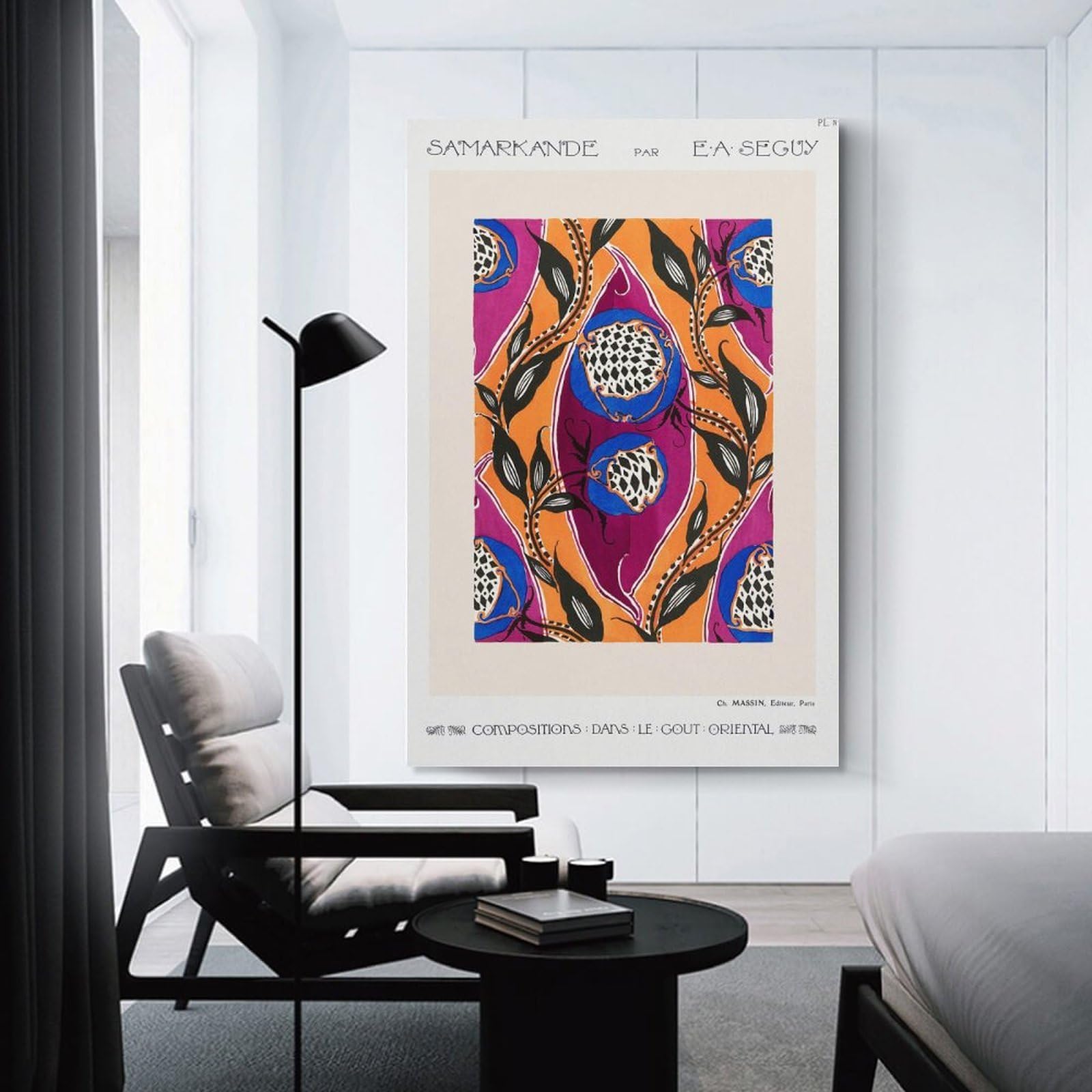 Junmoney Canvas Art Print Samarkande Oriental Pattern by E.A. Seguy, 24x36inch(60x90cm), for Gallery Wall Decor And Room Displays, Wall Decor Suited to Curated Displays