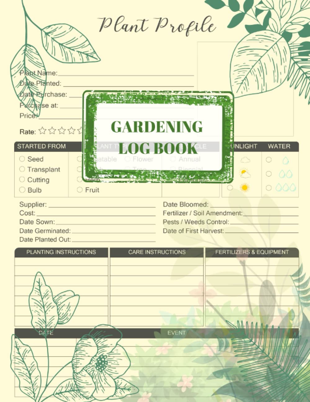 Gardening Log Book: Plant Organizer for Avid Gardeners | Gardening Notebook to Better Track Plants, Details and Care System | Perfect for Garden Lovers | 8.5 x 11