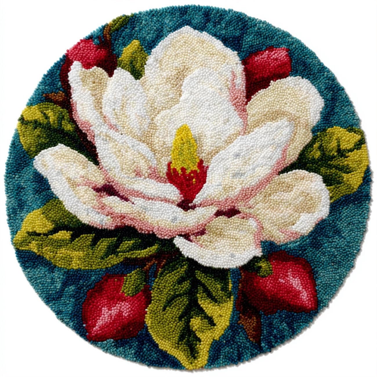Kitquiver Rug Making Kit for Adults White Magnolia 80x80cm