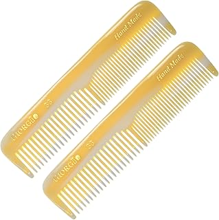 Giorgio G33 Fine Tooth and Wide Tooth Pocket Comb - Hair Styling Combs for Men and Women, Handmade Mustache and Beard Comb for Men for Grooming, Saw Cut and Hand Polished