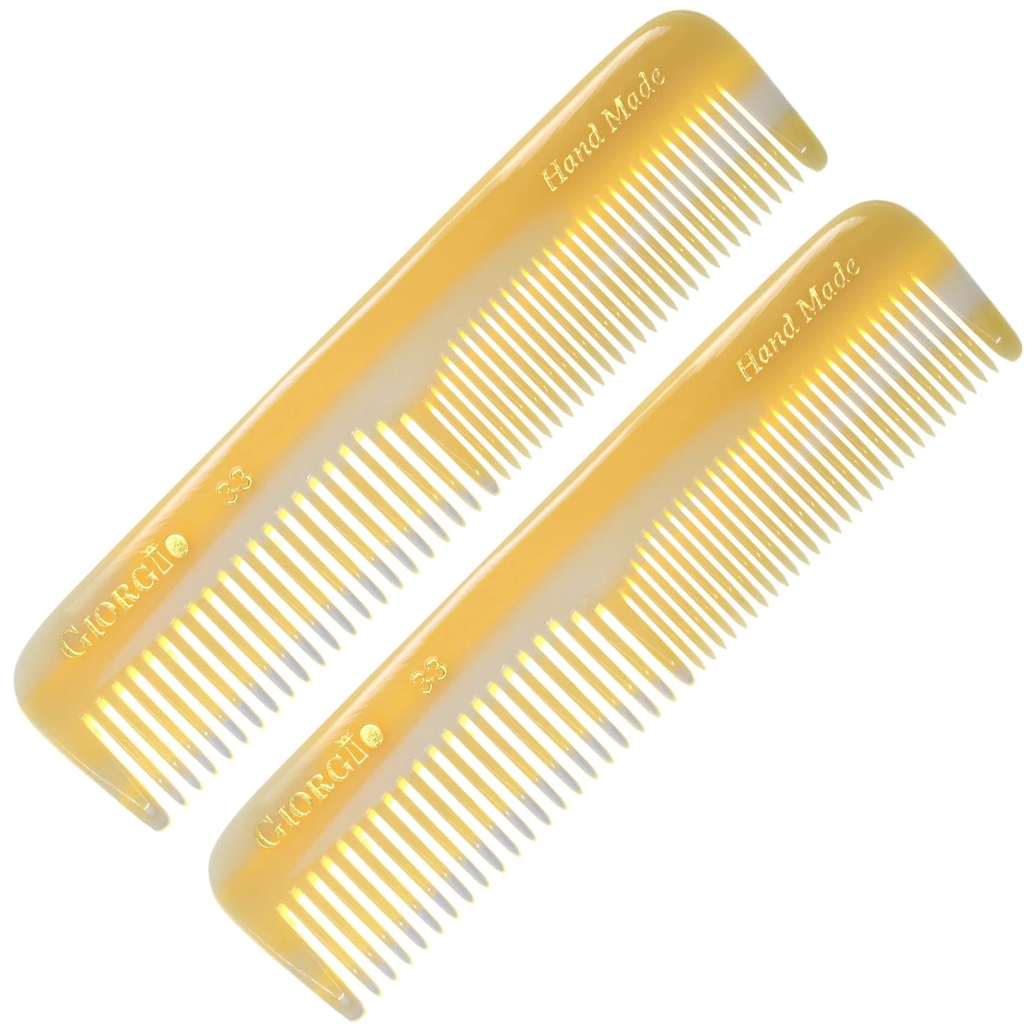 Giorgio G33 Double Tooth Small Hair Pocket Comb, Fine/Wide Tooth Comb For Hair, Beard and Mustache, Coarse/Fine Hair Styling Grooming Comb for Men, Women and Kids. Saw Cut Handmade and Polished : Beauty & Personal Care