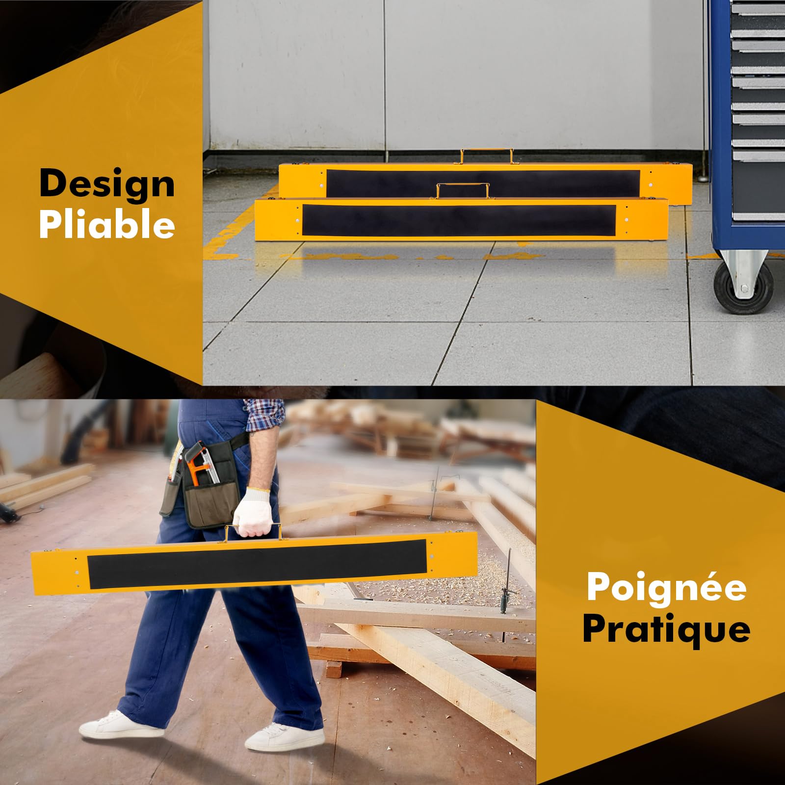 GYMAX Lot de 2 Tréteaux en Métal Pliable, Outils de Sciage, avec Poignée de Transport Pratique, pour Découpe du Bois, Capacité Max. 275KG