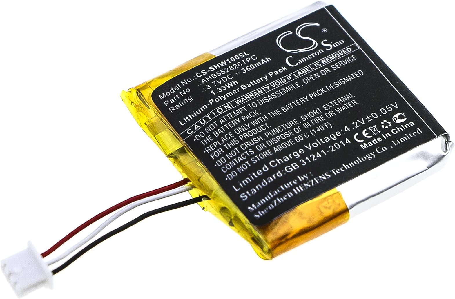 Battery Replacement for Sennheiser Impact SDW 5015, Impact SDW 5016, SDW 10, SDW 10 HS, SDW 5013, SDW 5014, SDW 5015, Part Number: 1000806, AHB552826TPC, 360mAh