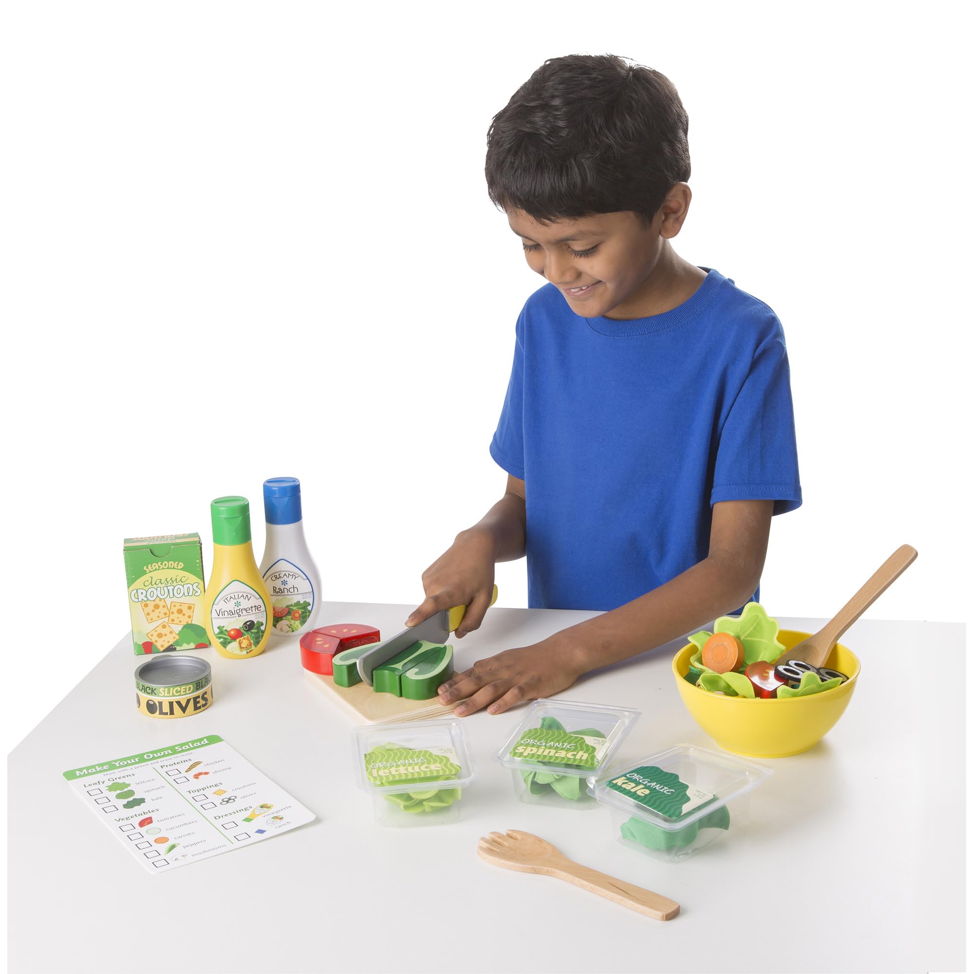 Melissa & Doug Insalata Set da Gioco, Giocattoli in Legno, Gioco di Cibo in Legno, Gioco di Ruolo, Gioco Educativo Montessori, Regalo per Bambini e Bambine di 3+ Anni
