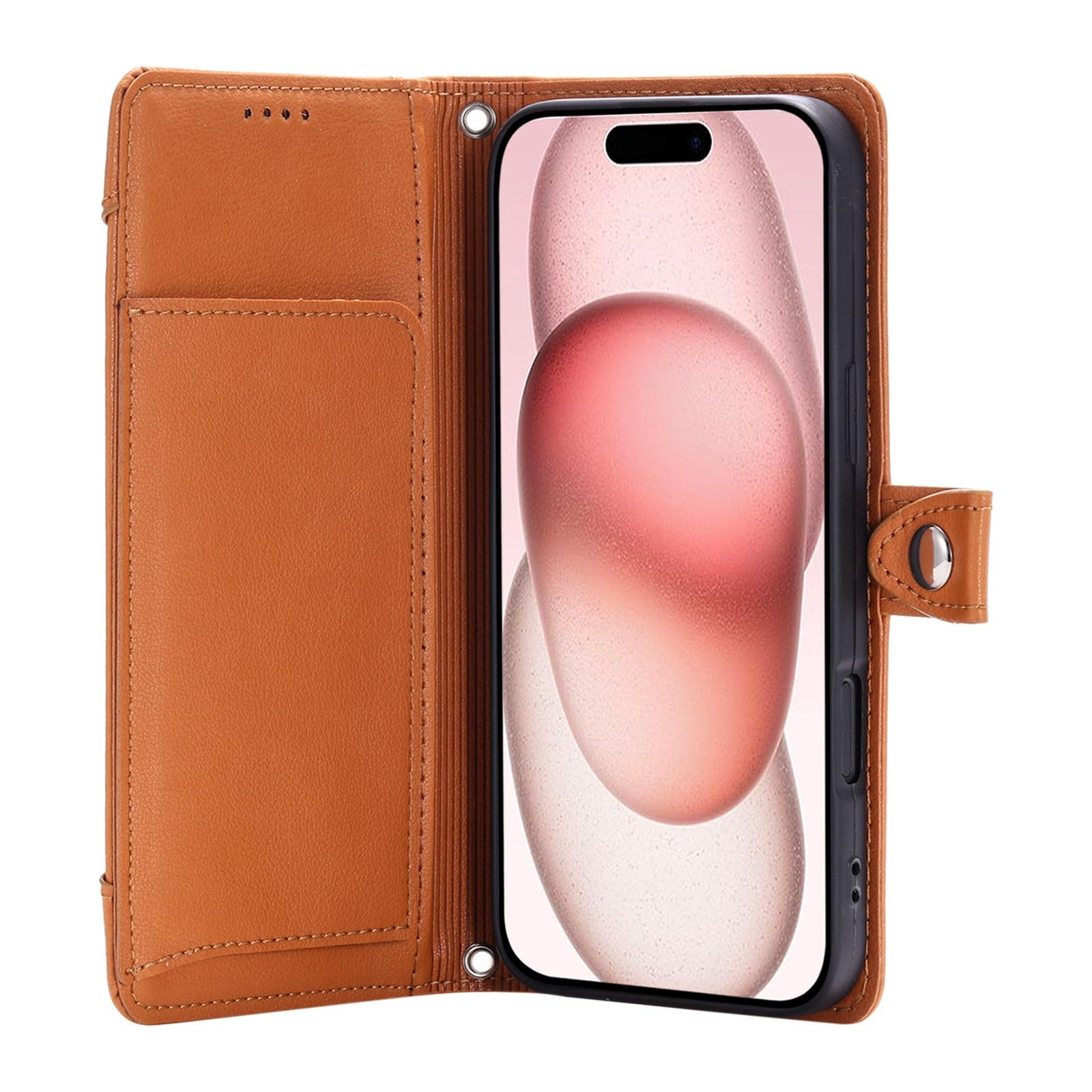 Generic Funda compatible con iPhone 17 Pro Max (color: marrón) con bolsillo con cremallera y correa para el hombro