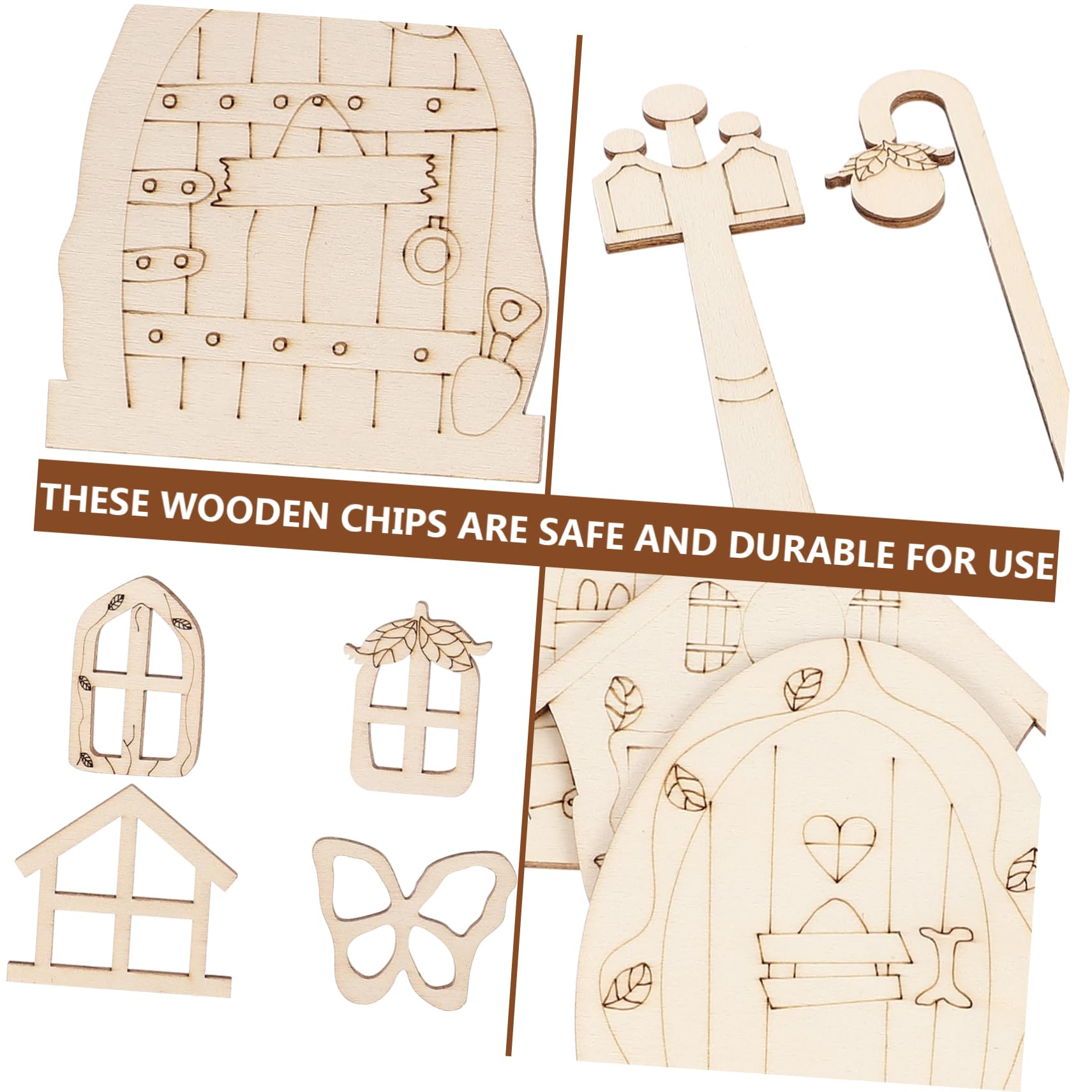 IWOWHERO Unpainted DIY Wood Chips 48pcs Wooden Craft Slices Wood Embellishments Home Decor Prop